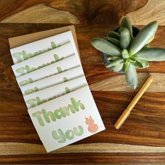 Thank You Cards Greeting Cards Blank Notes Gift for Cat Lover Friendship Cards - Picture 1 of 4